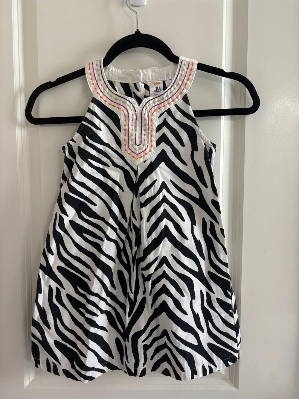 Gymboree Black and White Zebra Print Dress with Colorful Trim